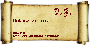 Dukesz Zenina névjegykártya